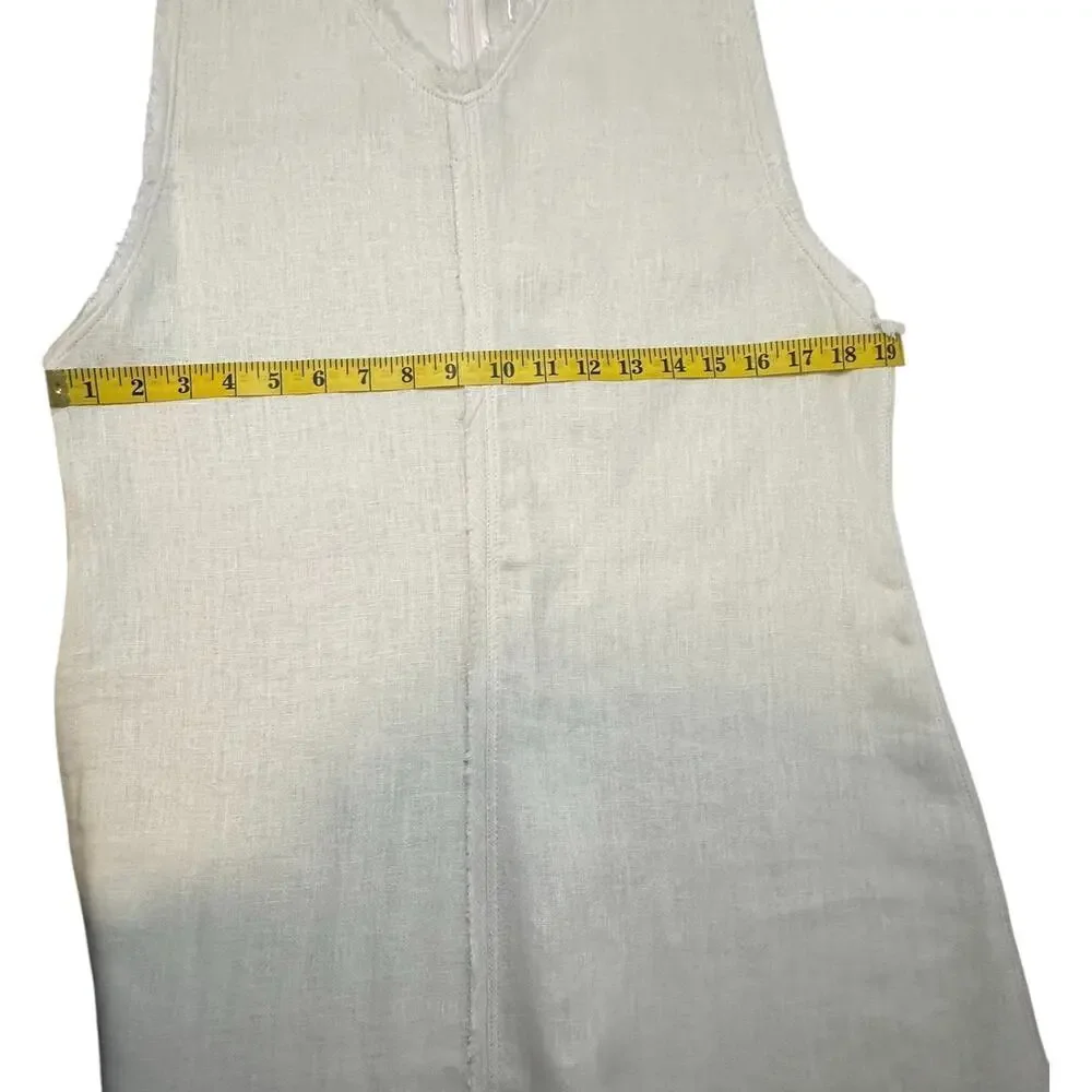 NWT ZARA 100% Linen Minimalist Sleeveless Shift Natural Vanilla  Midi Dress - Picture 11 of 14